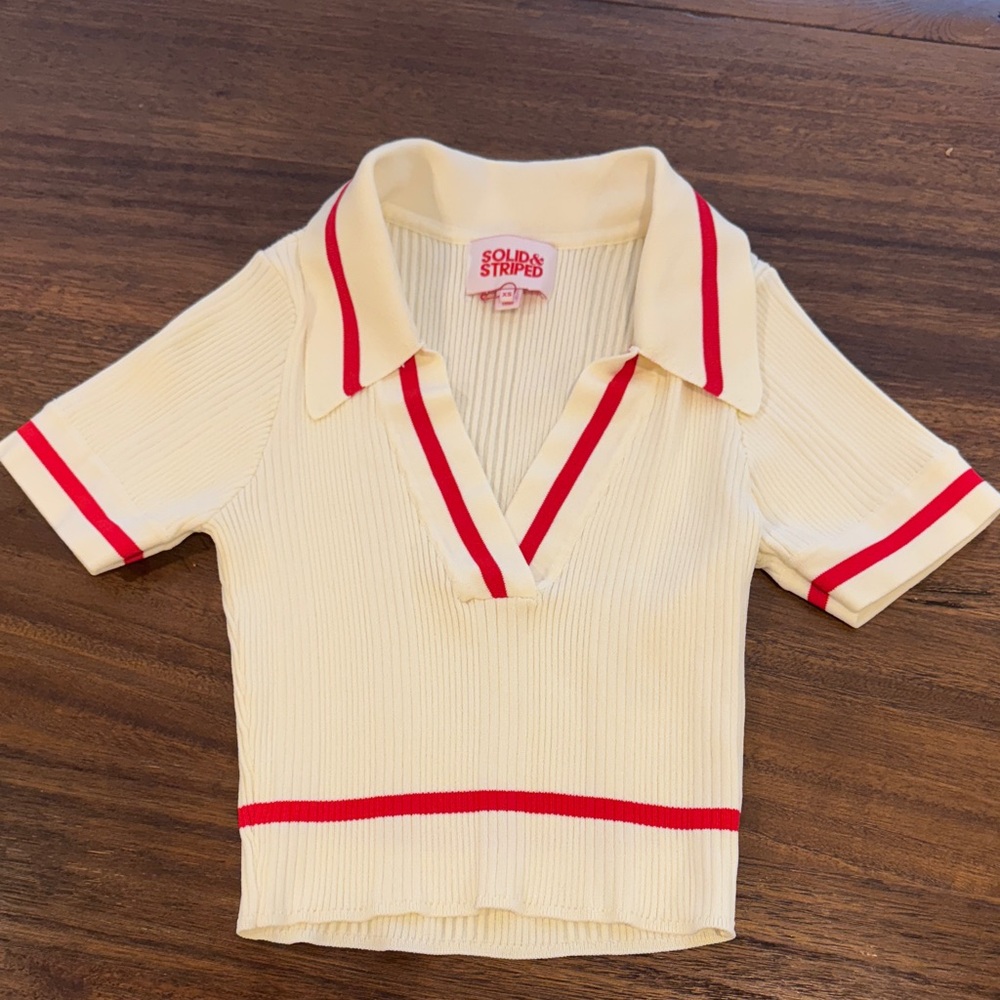 SOLID & STRIPED never worn cropped polo top.
